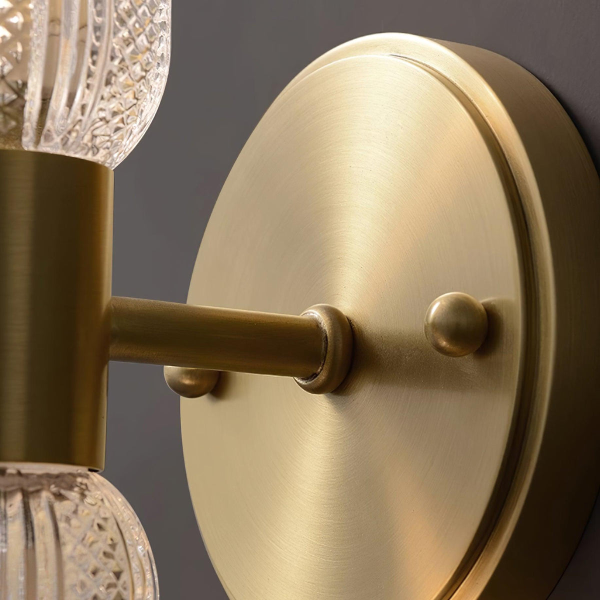 Eira Brass and Textured Glass Double Light Wall Sconce-Neutral Decor