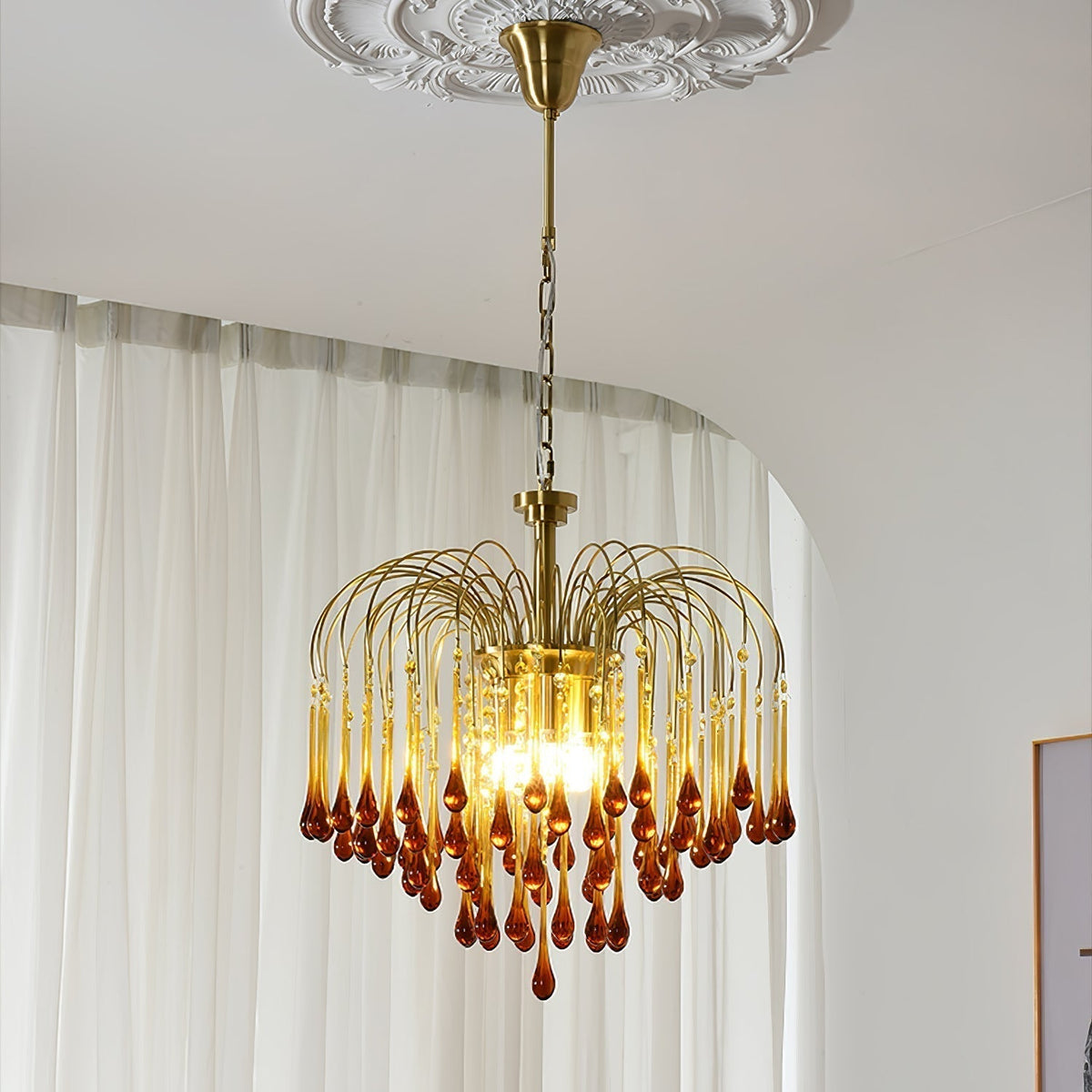Arlora Lustre Bras Dorés et Cristal