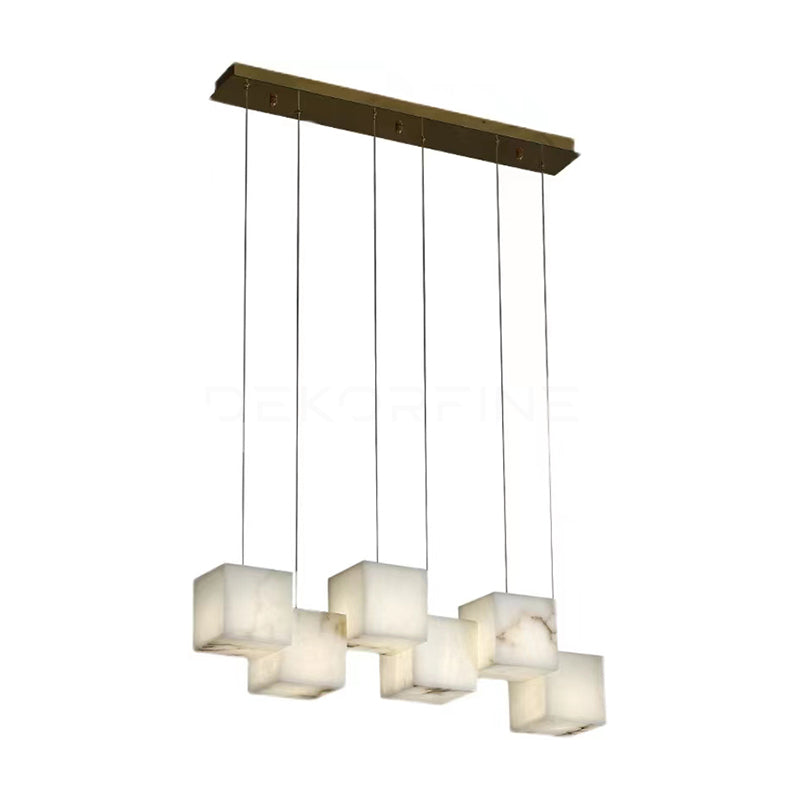 Alabaster Chandelier Box Cubic Elegance-Neutral Decor