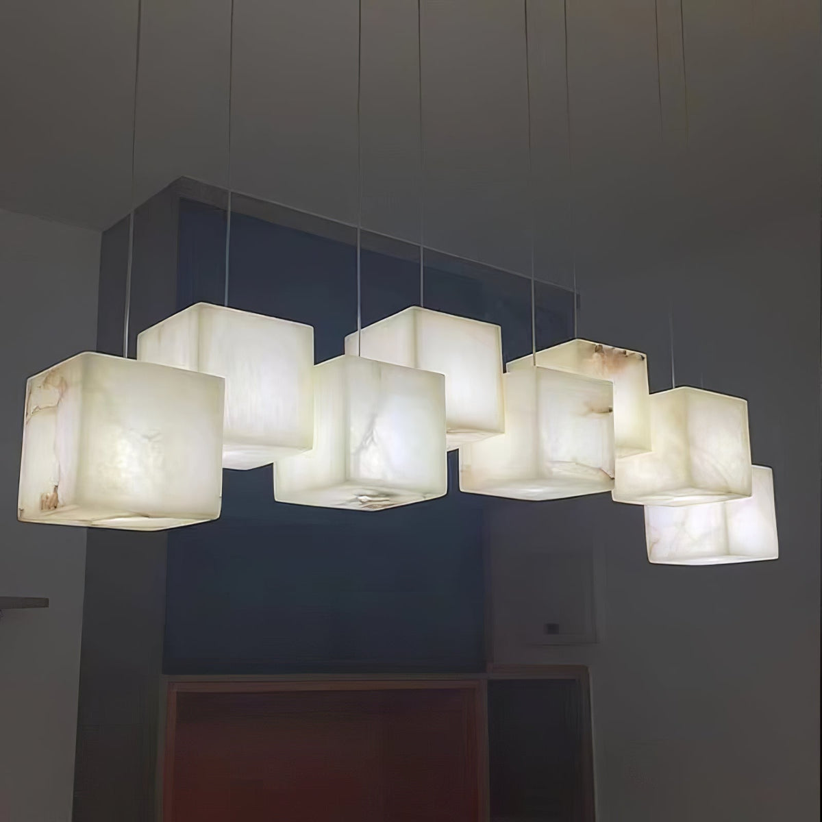 Alabaster Chandelier Box Cubic Elegance-Neutral Decor