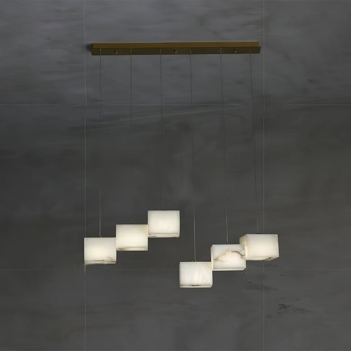 Alabaster Chandelier Box Cubic Elegance-Neutral Decor