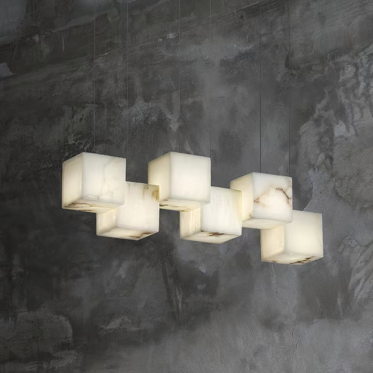 Alabaster Chandelier Box Cubic Elegance-Neutral Decor
