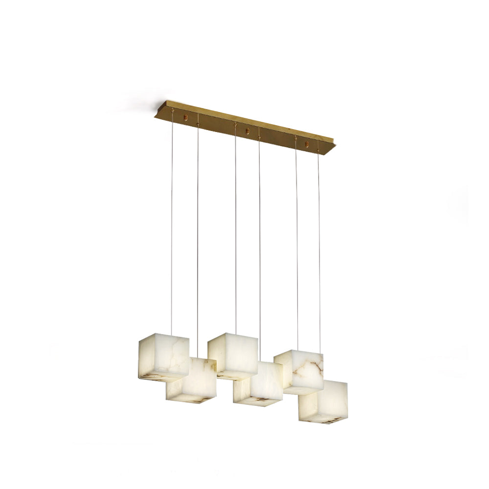 Alabaster Chandelier Box Cubic Elegance-Neutral Decor