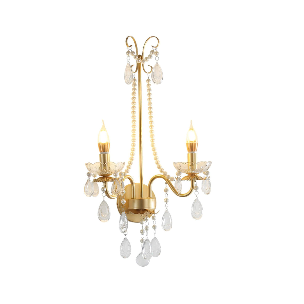Wall Lamp Metal Crystal Pearls Ornate Elegant Chic Home Elegant-Neutral Decor