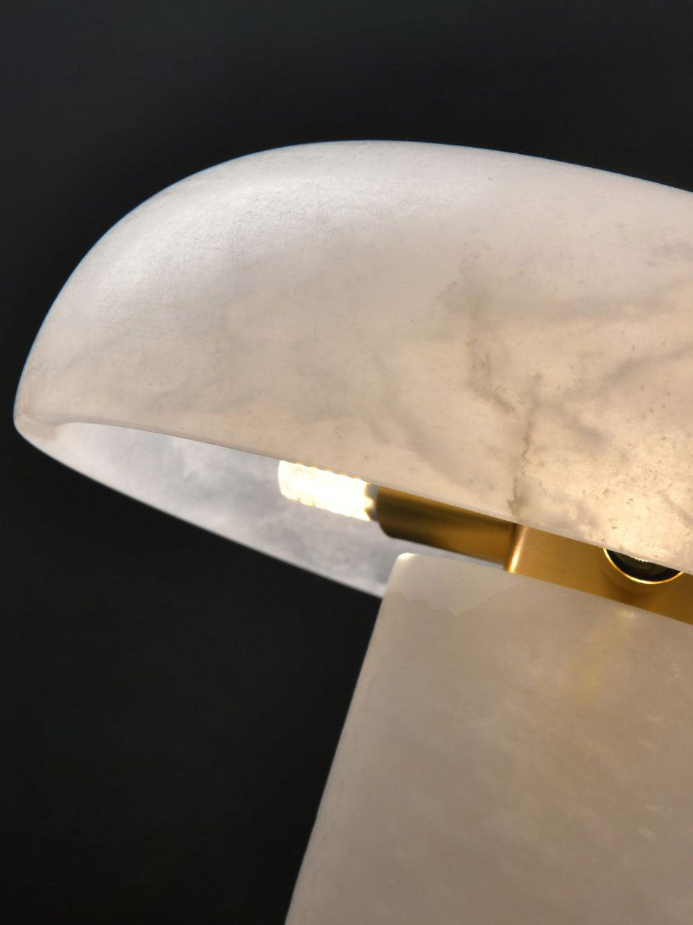 Table Lamp Alabaster Mushroom Shade Brass Base Sculptural Warm-Neutral Decor