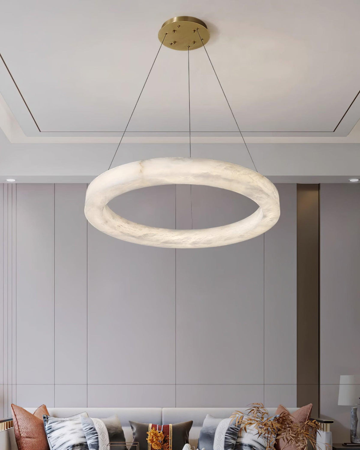 Olloros Albâtre Multi-Anneau Pendentif Lumière