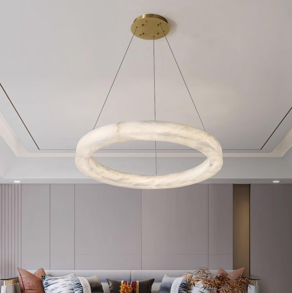 Olloros Albâtre Multi-Anneau Pendentif Lumière