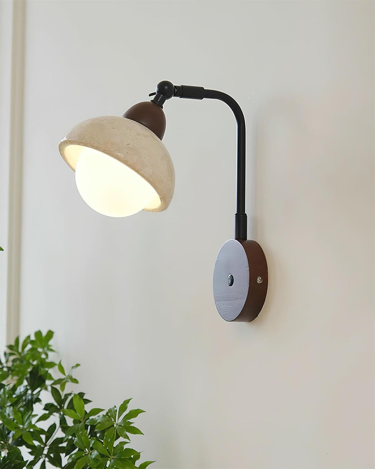 Solaro Wall Light Travertine White Opalescent Globe-Neutral Decor
