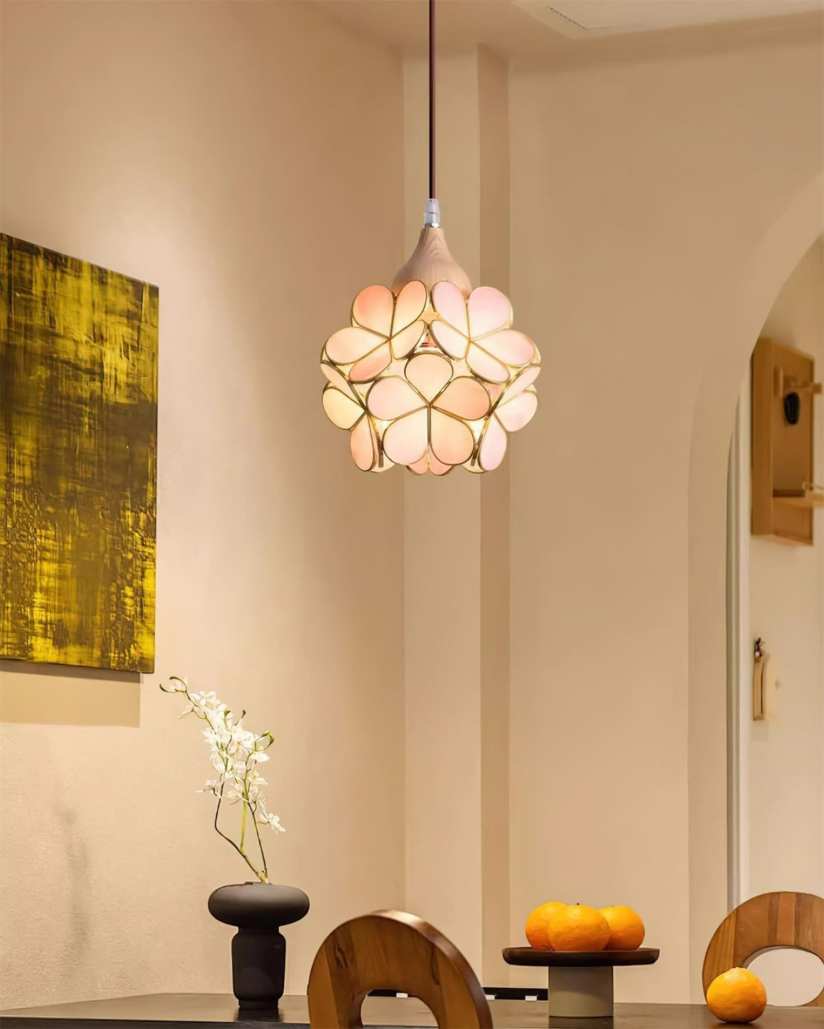 Velina Pink Petal Pendant Light-Neutral Decor
