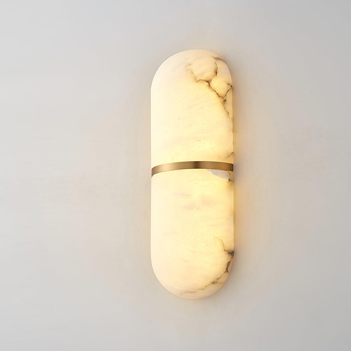 Wall Lamp Alabaster Capsule Brass Band-Neutral Decor