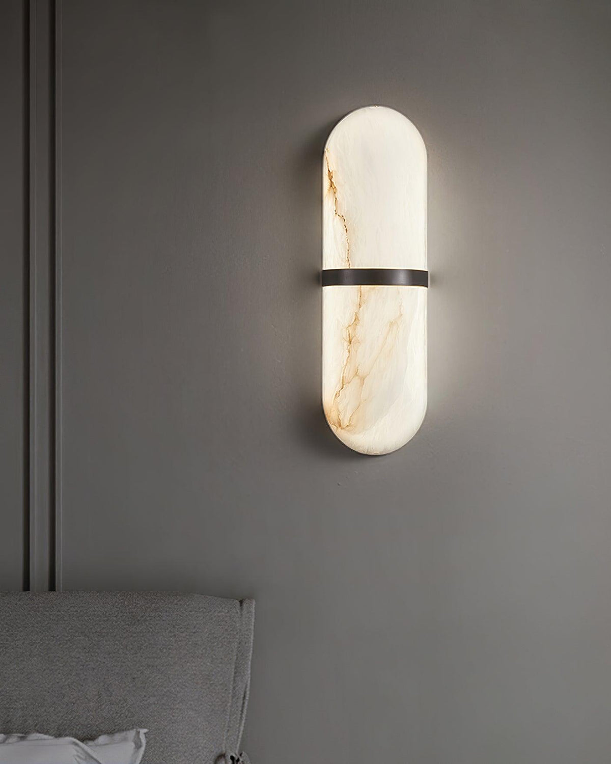 Wall Lamp Alabaster Capsule Brass Band-Neutral Decor