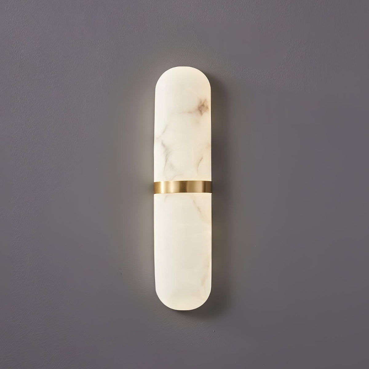 Wall Lamp Alabaster Capsule Brass Band-Neutral Decor