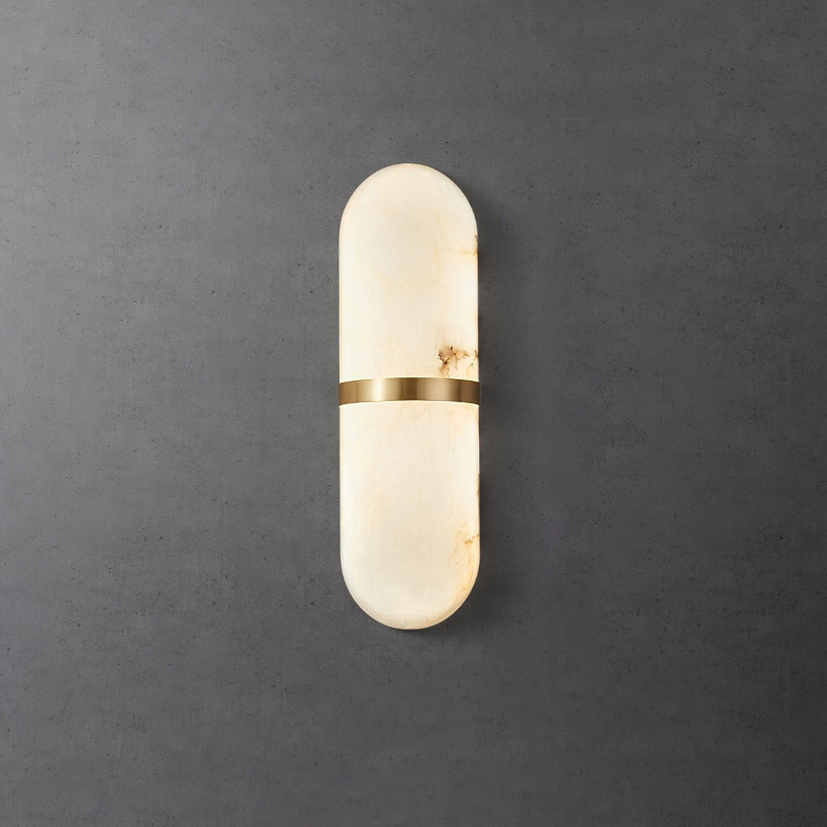 Wall Lamp Alabaster Capsule Brass Band-Neutral Decor