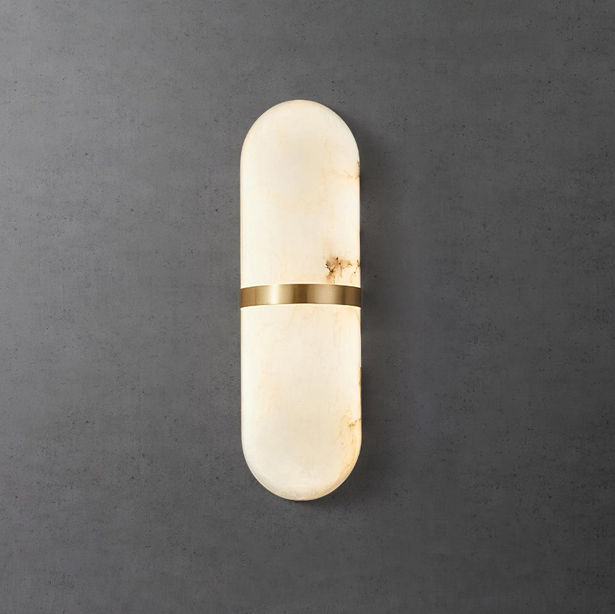 Wall Lamp Alabaster Capsule Brass Band-Neutral Decor