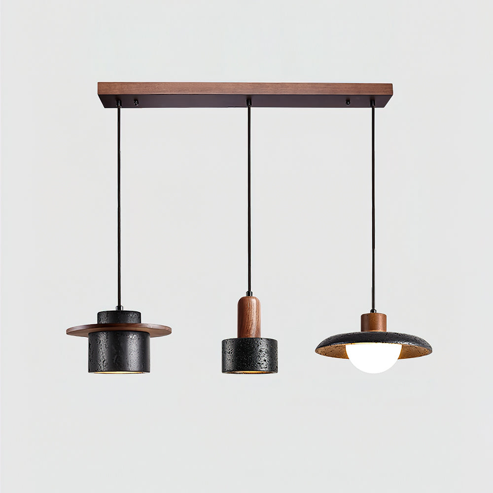 Ritta Black Travertine Pendant Light Set-Neutral Decor