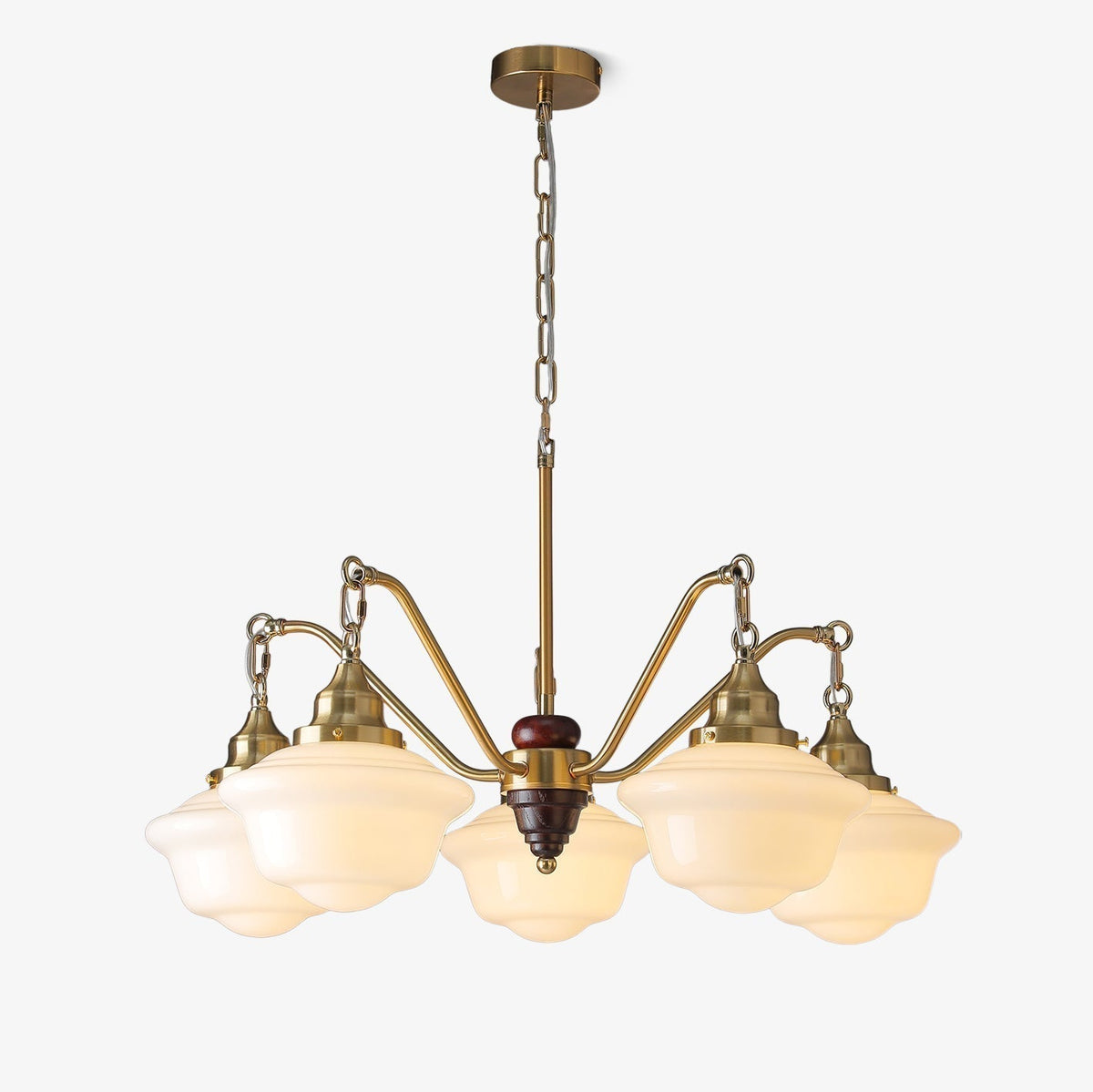 Maviana Lustre Laiton Bois Verre Satiné Classique