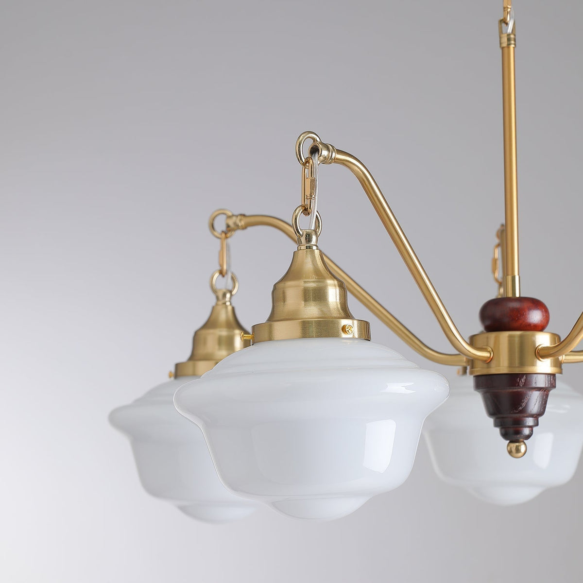 Maviana Lustre Laiton Bois Verre Satiné Classique