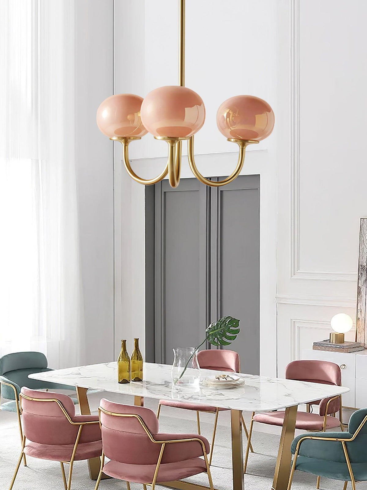 Breniona Lustre Globe en Verre Rose Doré