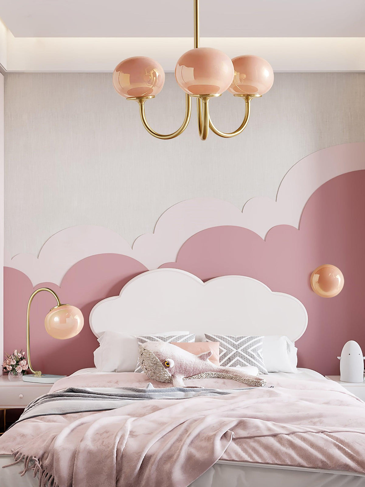 Breniona Lustre Globe en Verre Rose Doré
