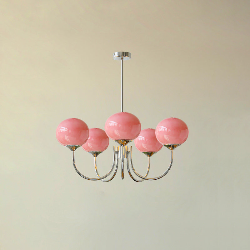 Breniona Lustre Globe en Verre Rose Doré
