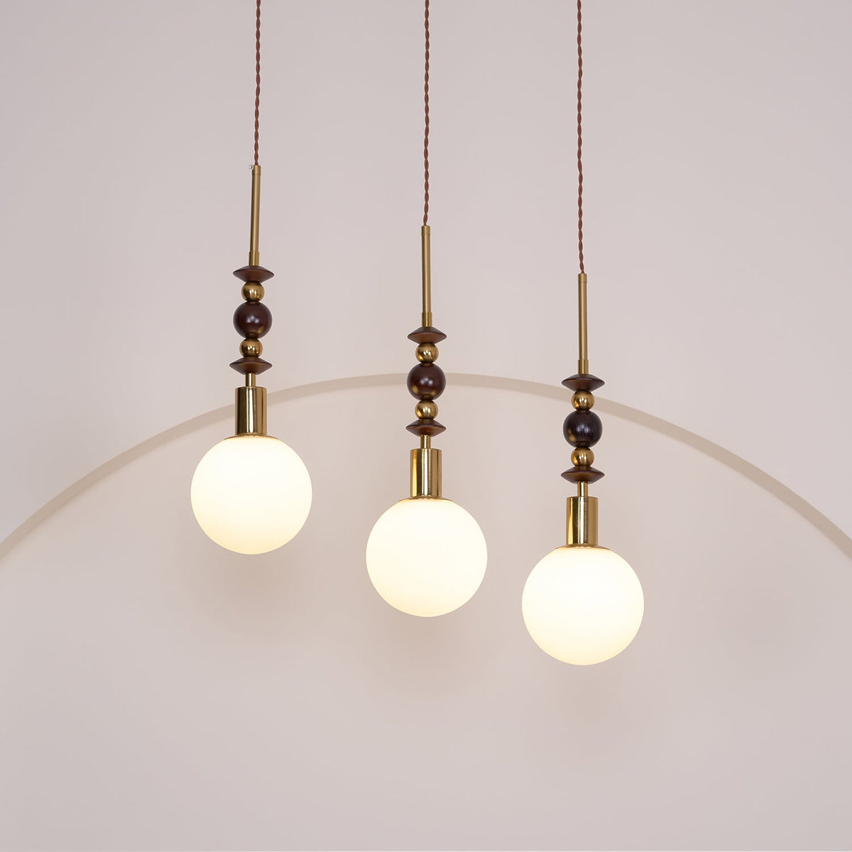 Norn Suspension Verre Perles en Bois