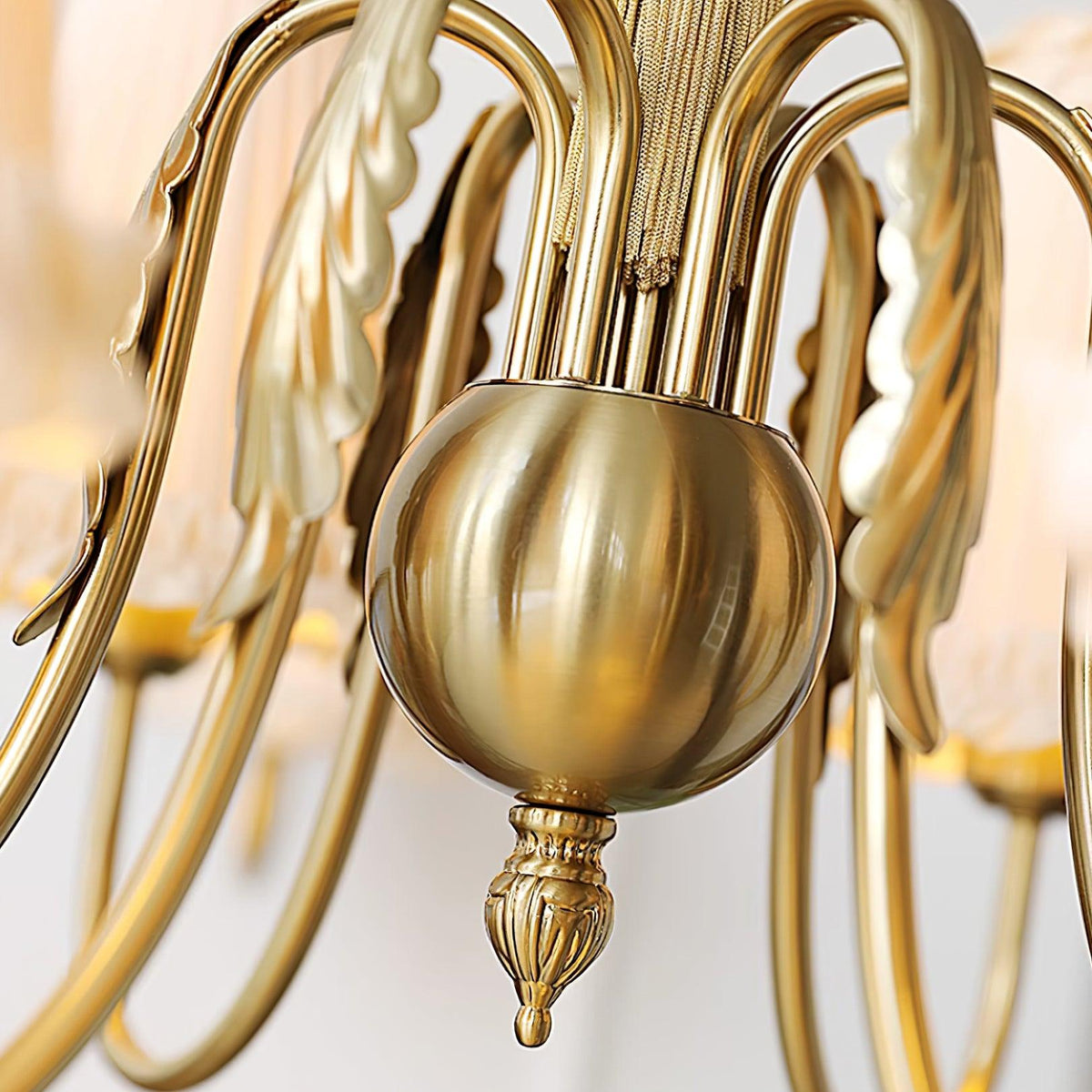Faylin Vintage Brass Chandelier with Pleated Shades-Neutral Decor