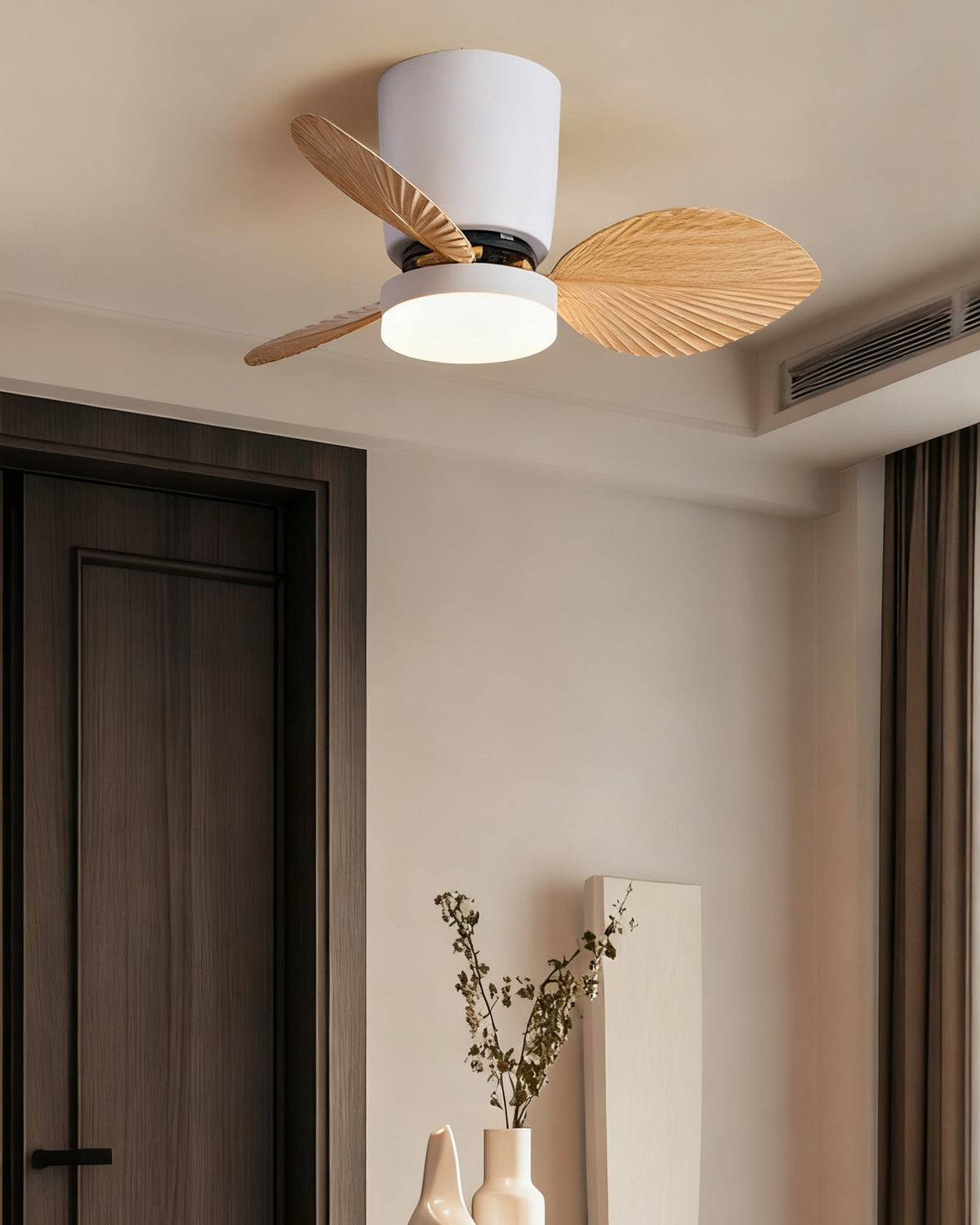 The Melorie fan in a bohemian-style bedroom setting.