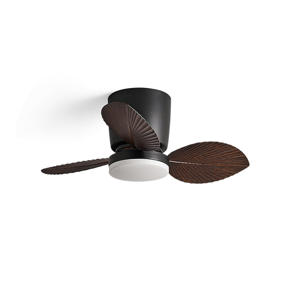 Melorie Ceiling Fan Light in wood finish, viewed from below.