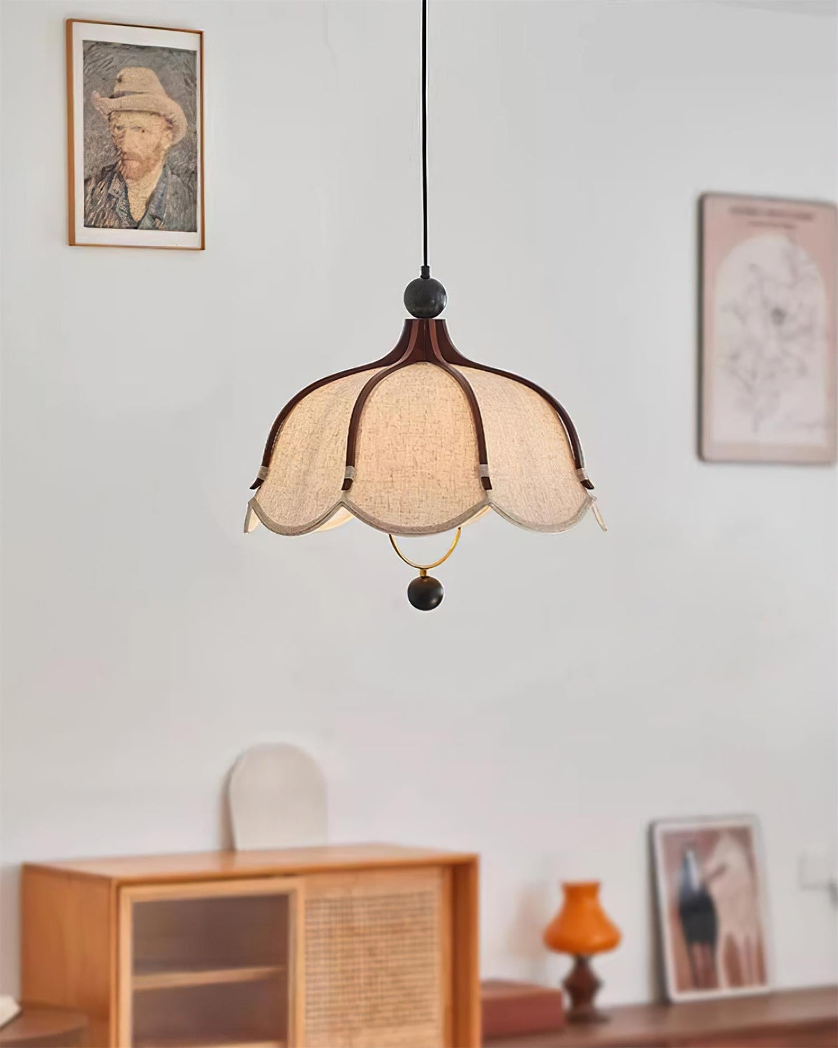 Feyno Vintage Fabric Pendant Light-Neutral Decor