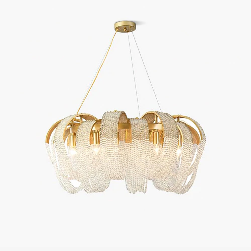 Cyressa Lustre Maille Cristal Doré Cascade Scintillante