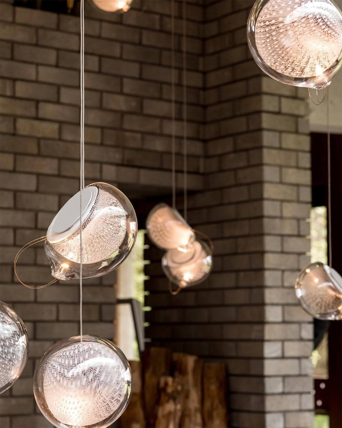 Chandelier Mesh Glass Orbs Cluster Metal Frame Modern Minimalist-Neutral Decor
