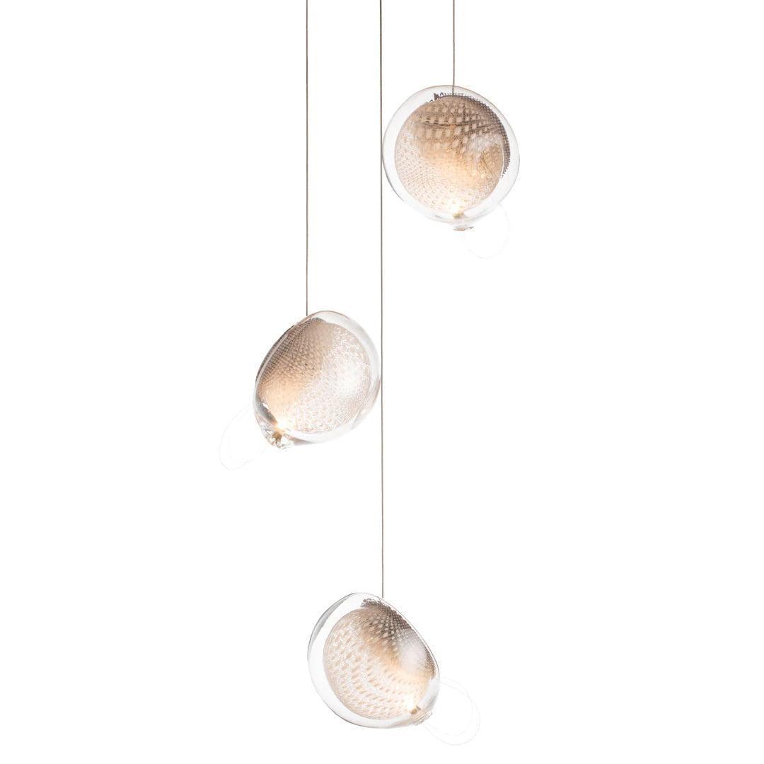 Chandelier Mesh Glass Orbs Cluster Metal Frame Modern Minimalist-Neutral Decor