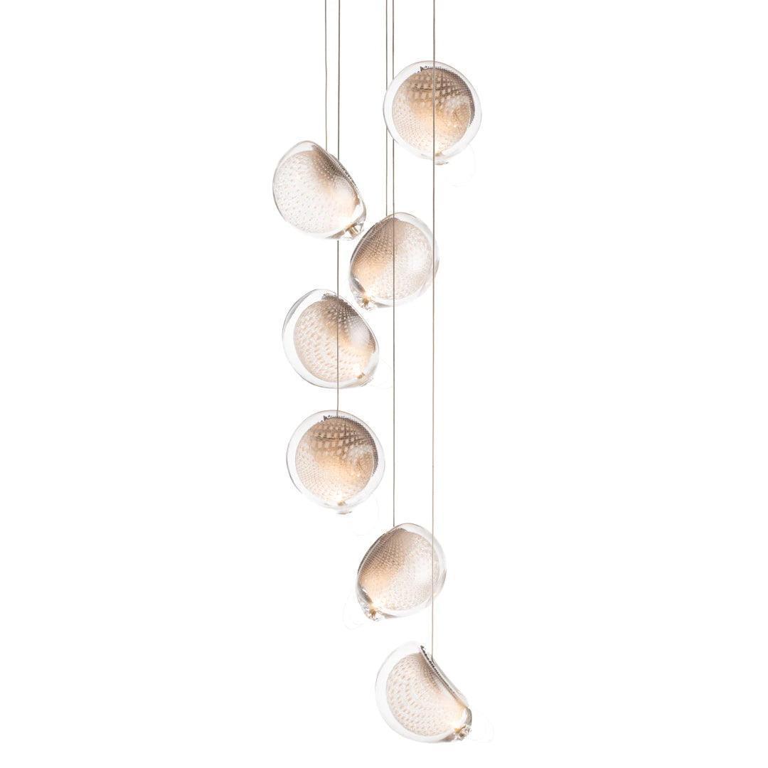 Chandelier Mesh Glass Orbs Cluster Metal Frame Modern Minimalist-Neutral Decor