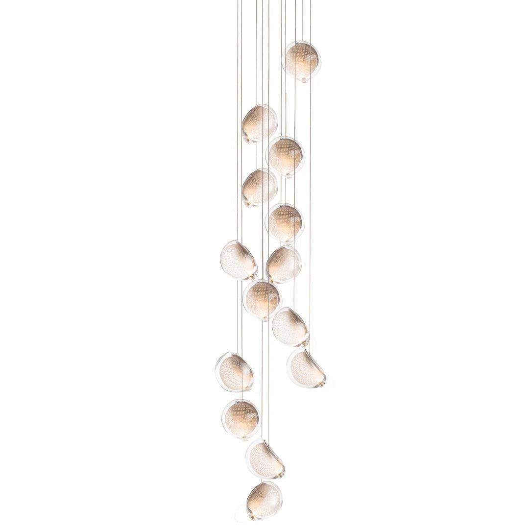 Chandelier Mesh Glass Orbs Cluster Metal Frame Modern Minimalist-Neutral Decor