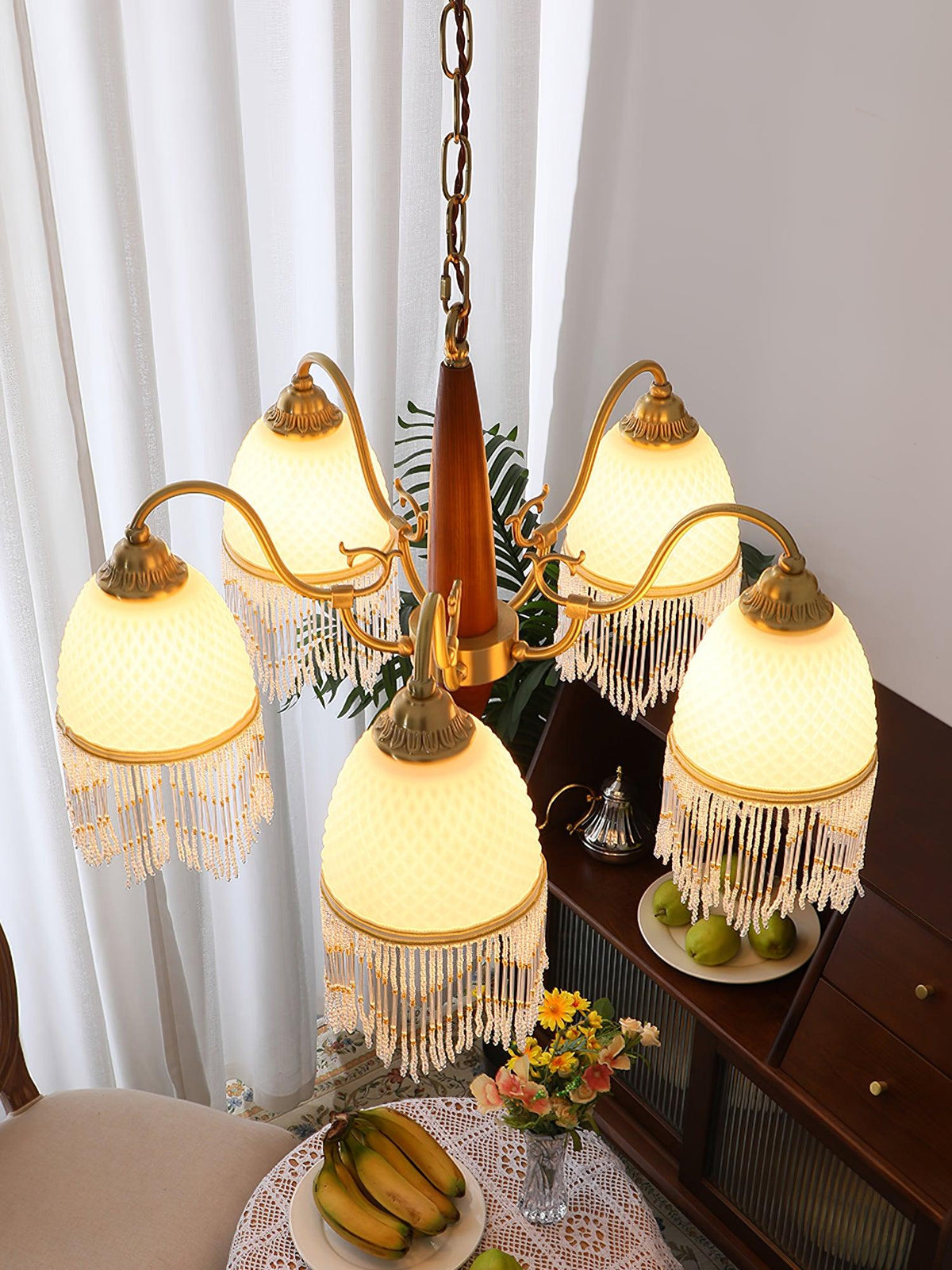 Seranne Lustre à Glands en Verre Vintage