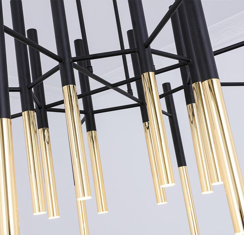 Galeya Lustre Moderne Tiges Noir Or