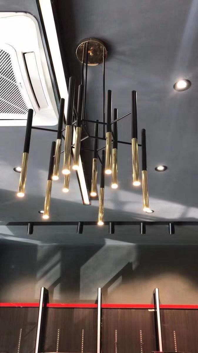 Galeya Lustre Moderne Tiges Noir Or