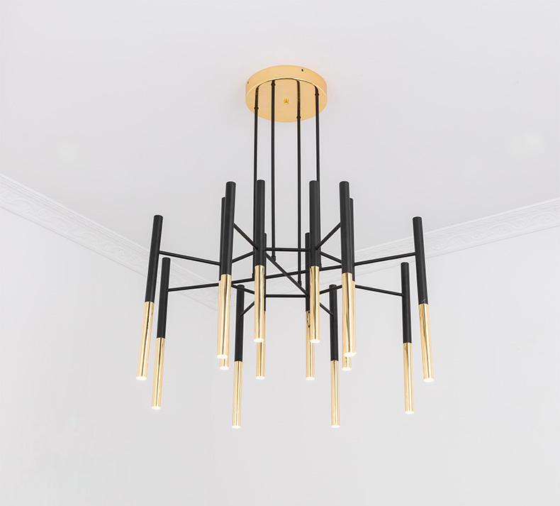 Galeya Lustre Moderne Tiges Noir Or