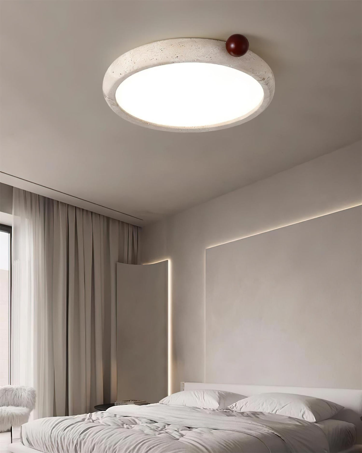 Ritta Cute Travertine Round Ceiling Light-Neutral Decor