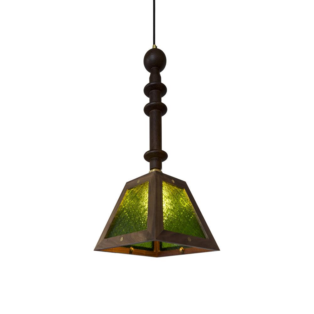 Eldaine Lampe Suspension en Verre et Bois à Style Vintage