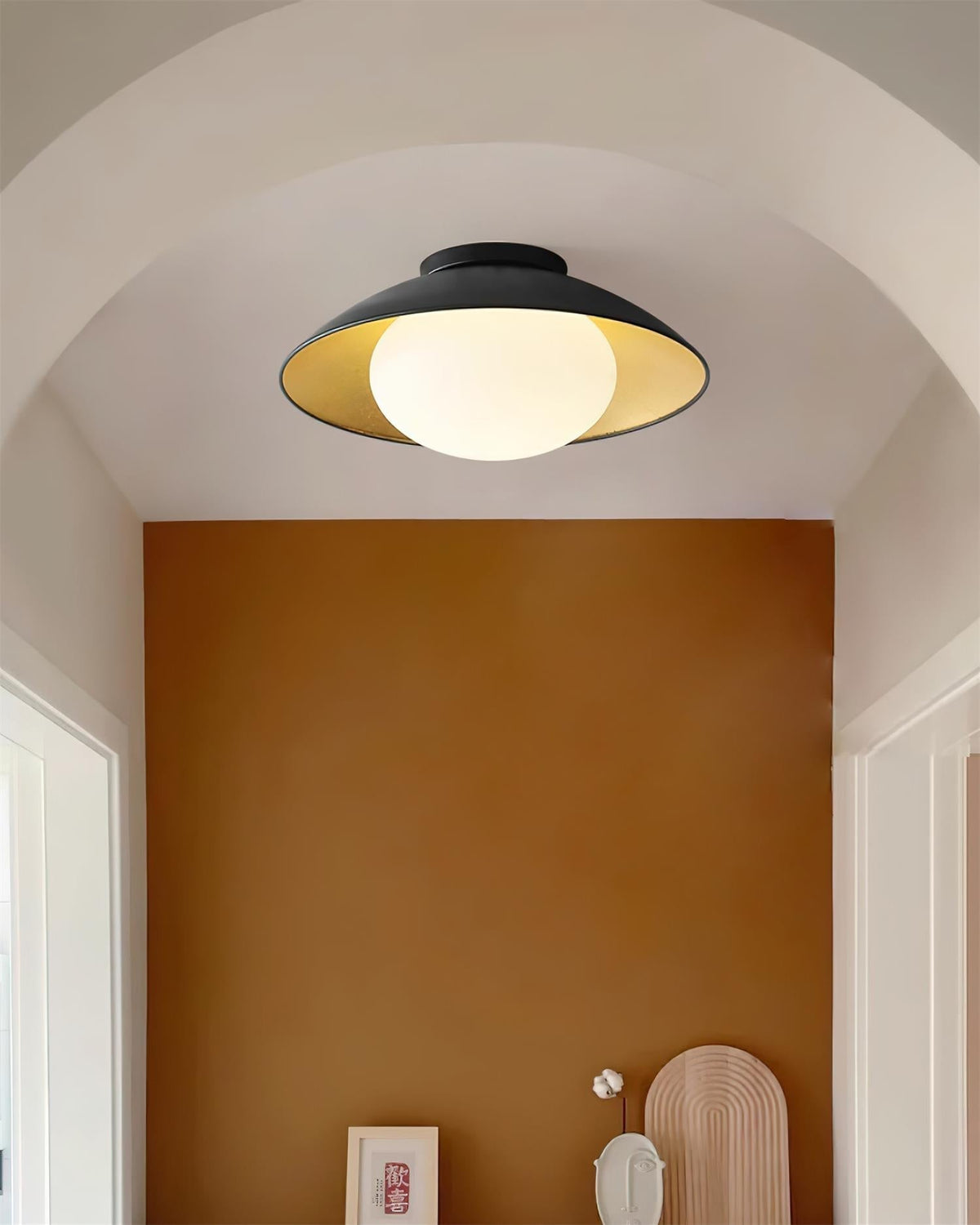 Ceiling Light Metal Canopy Glass Globe Modern Minimalist-Neutral Decor