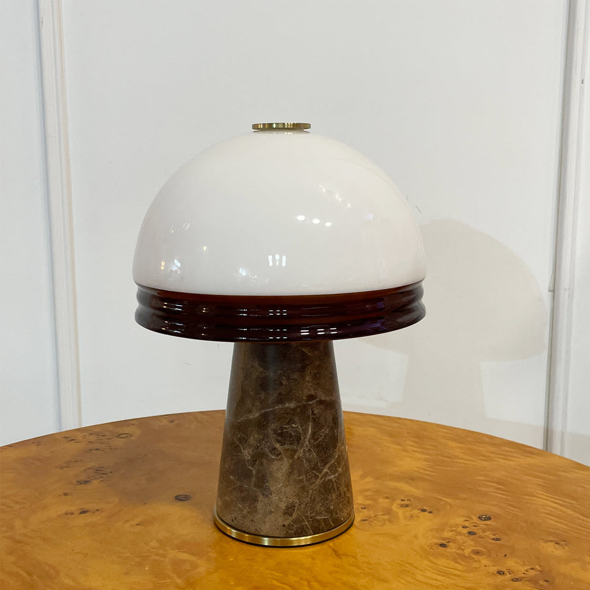 Top-down view of the Milano Table Lamp's opal glass diffuser.
