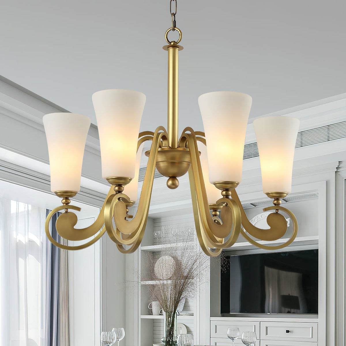 Ilsolen Lustre Laiton Verre Luxe Postmoderne