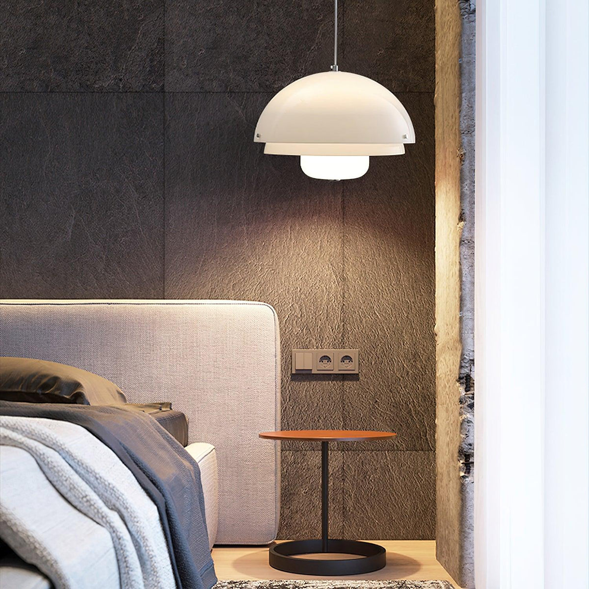 Pavora Lampe Suspension Verre Blanc Laitier