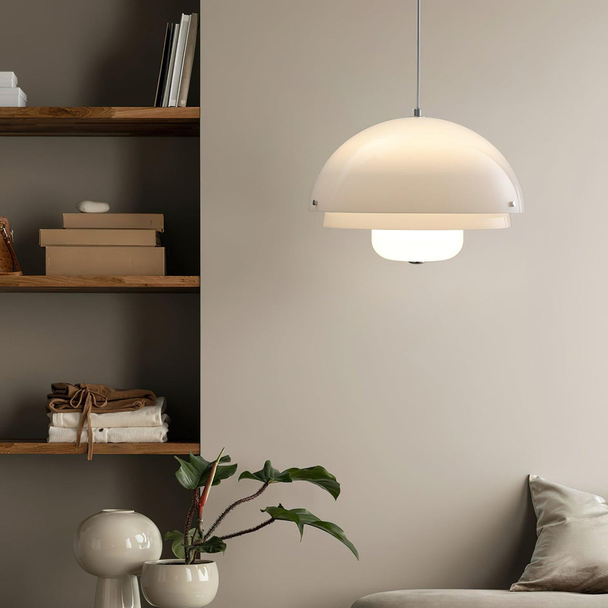 Pavora Lampe Suspension Verre Blanc Laitier