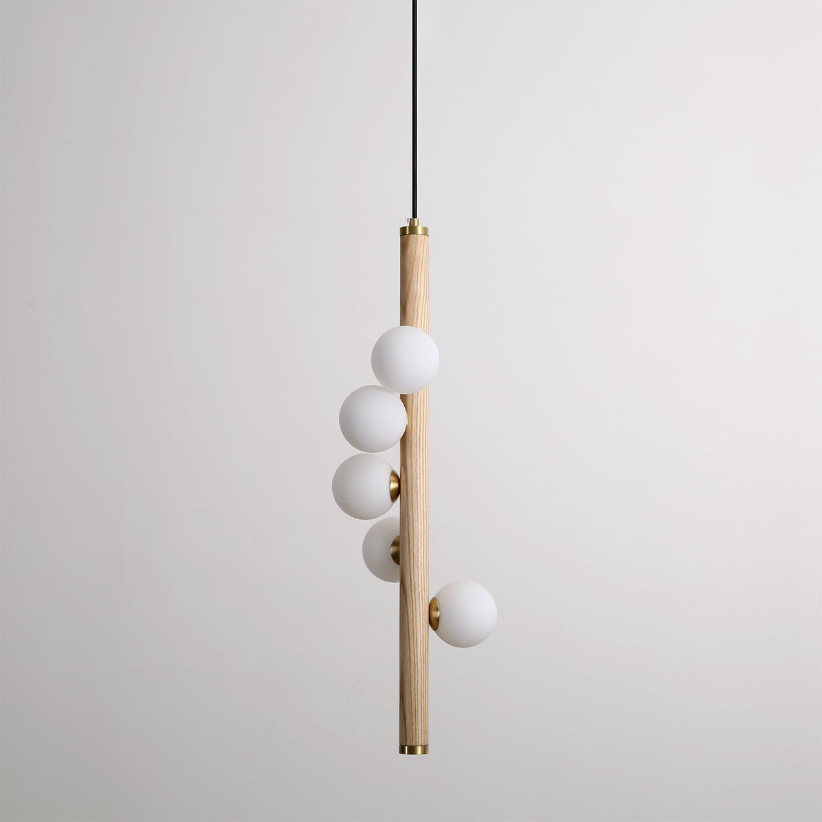 Another angle of the pendant light in a home interior.