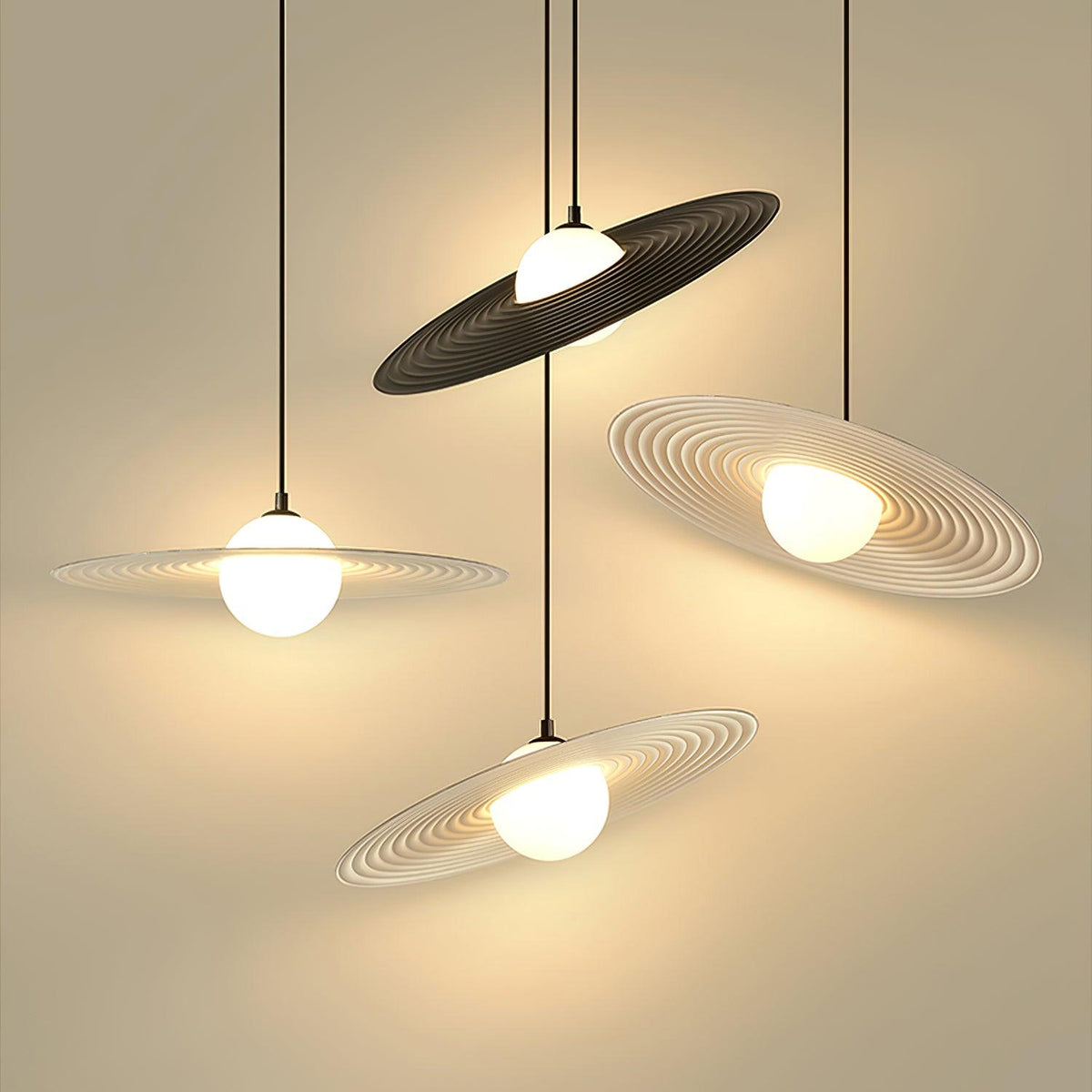 Olvio Suspension en Plaque LED PE Blanche et Noire