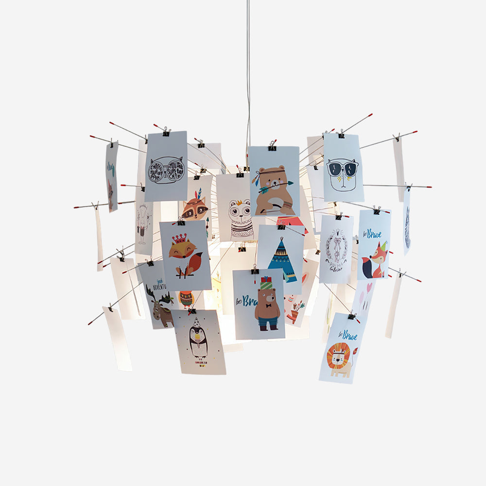 Chandelier Paper and Metal Colorful White Cards Whimsical Modern-Neutral Decor