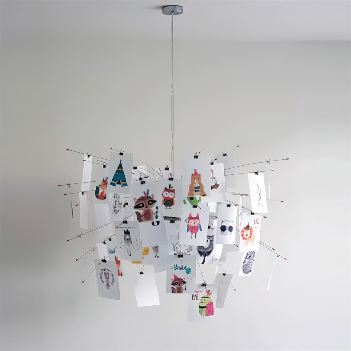 Chandelier Paper and Metal Colorful White Cards Whimsical Modern-Neutral Decor