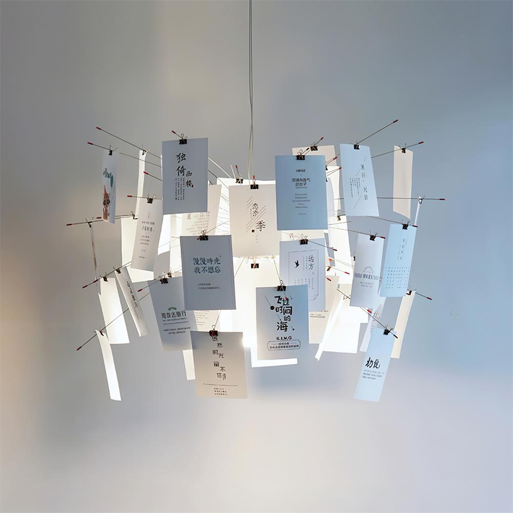 Chandelier Paper and Metal Colorful White Cards Whimsical Modern-Neutral Decor